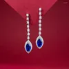 Stud Earrings S925 Sterling Silver European And American 5 10mm Horse Eye Sapphire Light Luxury Versatile