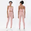 Mujer sujetador deportivo y leggings establecido para dos piezas para gimnasio yoga jogging entrenamiento desnudo sentirse alto elástico 240409