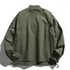 Herrenjacken Japanische Werkzeugjacke Herren Retro Tactical Pilot Bomber Coats Mehrere Taschen Weste und ungezwungener Pullover zweiteiliger Unisex