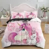 Enfants d'ensembles de literie Cadeaux Unicorn et colorés à cheval pour les chevaux de cheval pour enfants pour enfants garçons 2/3 pcs Single Pink Quilts