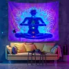 Mur de champignons fluorescents suspendus tapisserie brille sous UV Light Psychedelic Tarot Home Decor Night Luminal Mandala Tapestry