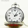 Pocket Watches Fashion Vintage Silver Double Phoenix Wings Enamel Quartz Flip Clock Men FOB Chain Pocket Es For Men Women PB609 Y240410