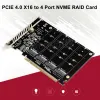 カード新しいNVME RAIDカードPCI Express 4.0 X16〜4ポートNVME拡張カードアダプター4X 32GBPS M.2 NVME SSD MキーPCIEスプリットカードライザー