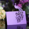 50pcs Peacock Laser Cut Table Name Place Cards Pearlescent Lace Favor Message Setting Card Wedding Favor Birthday Party Supplies