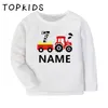 T-shirt per auto da trattore che tira i ragazzi 1 2 3 4 5 6 7 8 9 anni Customalizza Nome Kids Taglie a maniche lunghe NAMBINE CAMBINA