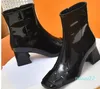 Lady Ankle Boots Designer Shake chaton talon brevet cuir botte Femmes Luxury Robe Shoes Twist Med High Heels CM BOOTES V BOOT Shoe