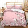 Cherry Blossoms duvet täcker japansk stil kronblad blommor sängkläder set rosa blommor täcke för vuxna tonåring flickor rum dekor
