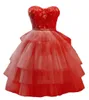 Korta hemkommande klänningar Tiered Applices Beading Lace-Up Tulle Ball Gown Cocktail Formal Eccque Eccque Cocktail Prom Party Graudation Gowns HC17