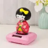Car Solar Kimono Kokeshi Swing Dashboard Japanese Figure Miniature Dolls Dancing Powered Geisha Head Shaking Decoration