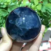 Figurines décoratives 5,5 cm Sphère de fluorite bleu naturel Natural Quartz Polishing Stone Meditation Thérapie Gemstone Gemd Home Decor Craft Gift