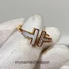 Toppkvalitetsdesigner ringar för kvinnors tifans Double T Mother Shell Hand Diamond V Guldplätering tjockt guld CNC Seiko Rose Gold Ring Tail Ring Original 1: 1 med riktig logotyp