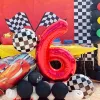 2 pezzi Big 22 pollici 4D Black White Balloon a scacchi da 18 pollici 2D a scacchi ballons Racing auto tema decorazioni per feste di compleanno