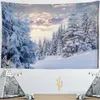 Snow Scenery Tapestry Wall sospeso piccolo tavolo da bohémien Mapt soggiorno decorato con panno di sfondo in poliestere