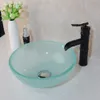 Torayvino Bathroom Round Basin Sink Set With Matte Black Faucet Multiple Colour Glass Tempered Glass Basin Mixer Tap Combo Kit