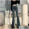 Frauen Jeans 2023 Herbst Black Flare Jeanshose Frauen koreanische Mode Quasten Design Weitbein Frau Amerikaner Retro High Taille Hosen Dhize