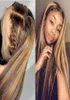 Celebrity Lace Front Wigs Two Tone Ombre Highlight Straight 10A Malaysian Virgin Human Hair Full Lace Wigs for Black Woman Express2825962