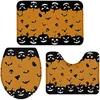 Tappeti da bagno tappeti da bagno da 3 pezzi Set ultra morbido non slip tappeto tappetino coperchio coperchio felice di Halloween grimace zucca con pipistrello