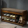Бамбуковая бамбука для хранения стойки для обуви Организатор коридор скамейка бамбука мебельные шкафы для обуви дома вход на шельфе