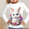 Camisetas kawail animais coelhos 3d impressos tshirts longos crianças verão moda menino casual menina unissex redondo pescoço camiseta tees de meninas roupas 240410