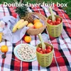 Bouteilles de rangement tasse de fruits portables avec couvercle réutilisable à contenant des aliments collantes collantes fourche à double couche à double couche pour voyager