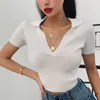 Femme Pull Pullover à manches courtes Top Deep V Neck Neck Casual Fashion Fashion Womens Sexy Trinted Pull Femme Pilor Tops 240410