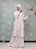 Ethnic Clothing 2024 Latest Islamic Girls Or Women Soft Material Scarf And Skirt 2 Pcs Set Long Ababya For Spring Summer