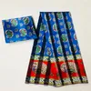 Arrivée tissu de soie en satin de style ghana avec ruban d'organza et conception de cire africaine pour les matériaux de couture 6 yards / ensemble.M723 240328