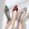 Casual skor mode slip på kvinnor loafers andningsbart stickat tyg stretch balett grunt lägenheter mjuk botten spetsig tå båt