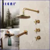 Jieni Mat Black Regenval Douche Wall Mount Douche kraan met ronde douchekop Water Mixer Verstelbaar Chrome Antieke doucheset