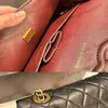 Vintage Designer Calfskin Coin Badge CF Shoulder Bags Aged Chain Crossbody Handbags With Lucky Charms Serial Number Multi Pochette Wallet Purse 26X16CM