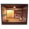 diy木製ドールハウス家具付きミニチュアLEDキット日本の家モデルアセンブリおもちゃ大人の誕生日プレゼントカサ