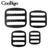 10pcs Dual Adjuster Tri-Glide Slider Ladder Lock Buckle Webbing Fastener for Backpack Strap Belt Accessory Plastic Black 15-32mm