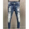 Jeans pour hommes décontractés Motobiker High Street Denim Fabric Pantalon Fashion Hole Spray Paint A610