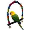 Птицы тренировочные игрушки попугая свинг -стенда натуральная деревянная птичья клетка аксессуары окунь висящие качели разноцветные бусинки колокольчи