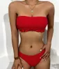 Swimwwear Women Sexy Bikini 2024 PLAISED BANDEAU SWIPSUIT MODE BORDESSE OFFUSHER PUSH UP BOLD BORS FEMME MONOKIN