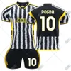 Jerseys de futebol 2324 Jerventus Home Jersey Número 9 Hovic 22 Di Maria 10 Pogba 7 Conjunto de futebol de Chiesa