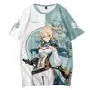 メンズフーディーズジェンシンインパクトジャンガンヒルド3dプリントTシャツ女性男性夏ファッションoネックおもしろいTシャツグラフィックティーコスプレ