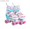 Inline Roller Skates Roller Skates Schuhe Patinen mit 4 Rädern 2 Reihenlinie für Kinder Kinder schieben verstellbar ausgewogener Quad -Skating -Sneaker Y240410