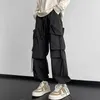 Pantalons masculins Joggers de cargaison noirs Black Hop Hop Unisexe Pants Streetwear Plus Pockets surdimensionnés surdimensionnés