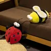 Plush Dolls Creative cartoon colored ladybug plush doll soft filling animal bee plush toy insect pillow childrens birthday and Christmas gift J240410