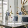 Artificial crystal swan ornaments light luxury modern minimalist study living room Nordic brass crane home decoration crafts 240408