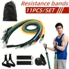 Widerstandsbänder 11pcs TPE -Band -Set Fitness Pull Seillastung mit Türankergriffe Tragbeutel Beine Knöchelgurte