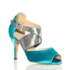 Scarpe da ballo dileechi blu satin