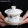 Kinesisk vit porslin handmålad Magpie Kung Fu Cover Bowl Single Sancai Tea Making Bowl Teaset Te Ceremony Accessory Gift