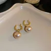 Zircon Inlaid Pearl Geometric French Style Personalized Temperament Ear Buckle Light Fashion High-end Feeling Earrings