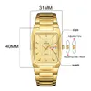 WWOOR 2024 Square Watch Men with Automatic Week Date Luxury Stainless Steel Gold Mens Quartz Wrist Watches Relogio Masculino 240322