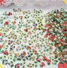 100 Pieces 1.6cm Width Red Green Embroidered Floral Lace Embellishment Applique Patches Trimming Sewing Supplies for Women