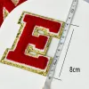 1 pk rode Engelse letterstickers Chenille iron-on patches voor kleding gepersonaliseerd Sew Craft diy zakje decor