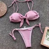 Kvinnors badkläder topp kvinnor än kini sexig lila ljus båge bikini två bit baddräkt träffade kvinna kläddesigner sommardräkt