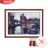 Huacan Cross Stitch Venice Scenery Set Kit Needing Work Borduurwerk Stad Landschap Sets Wit Canvas Diy Gift Home Decor 11CT 14CT 14CT